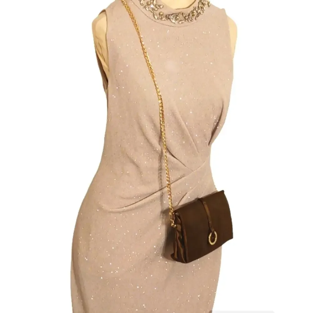Bulgari Black Satin Crossbody Bag with Gold Chain